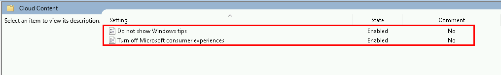 Disable Cloud Content with GPO
