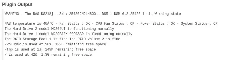 Synology check_syno.sh plugin output