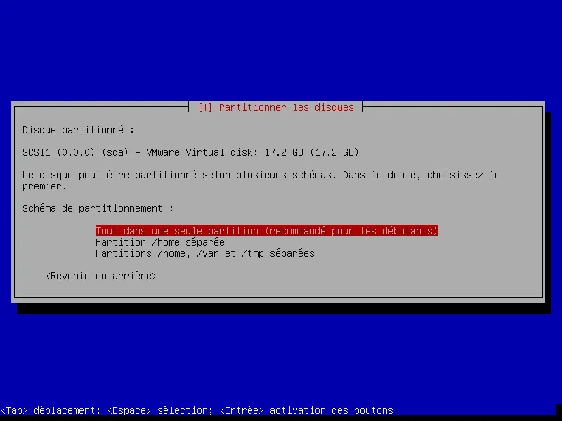 debian installation partitionner les disques