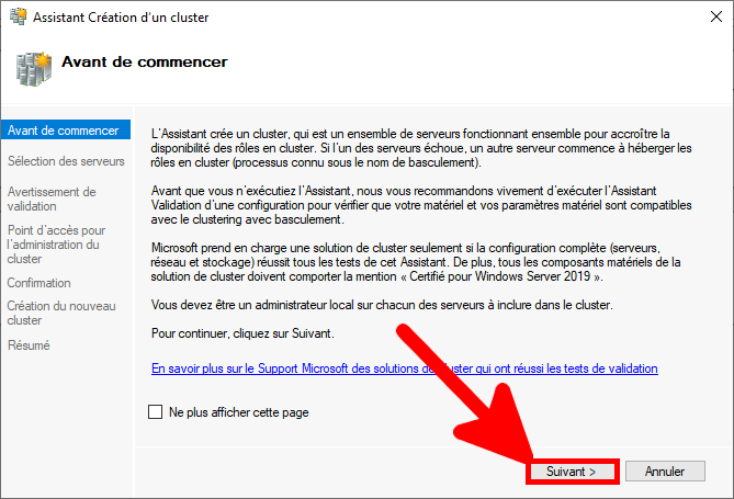 Windows | Assistant création de cluster, Avant de commencer.