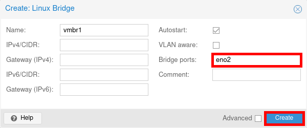 Proxmox VE 9 - configuration d’un bridge Linux avec eno1