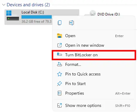 Activer Bitlocker depuis l'explorateur windows
