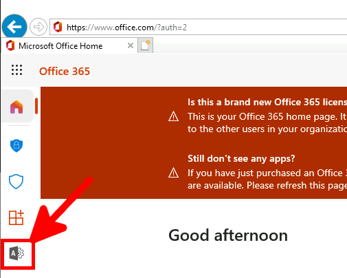 microsoftonline.com menu centre d'administration