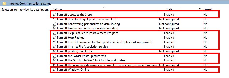 Internet Communication Settings GPO