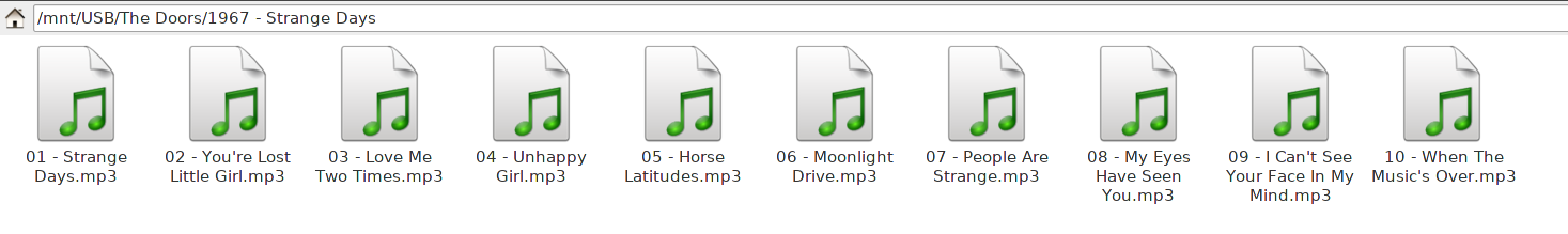the doors strange days mp3 in a linux file explorer
