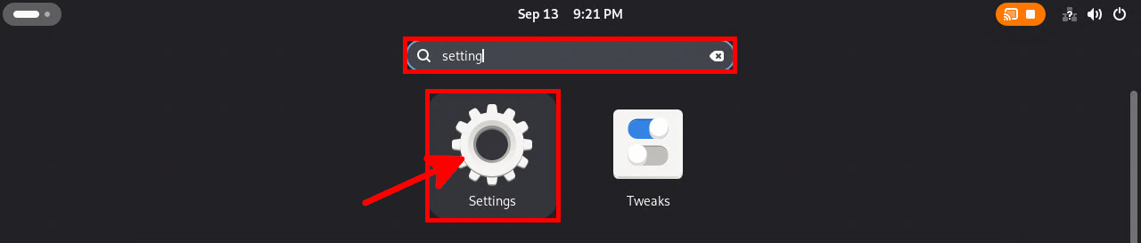 GNOME Settings menu on Debian 13 Wayland