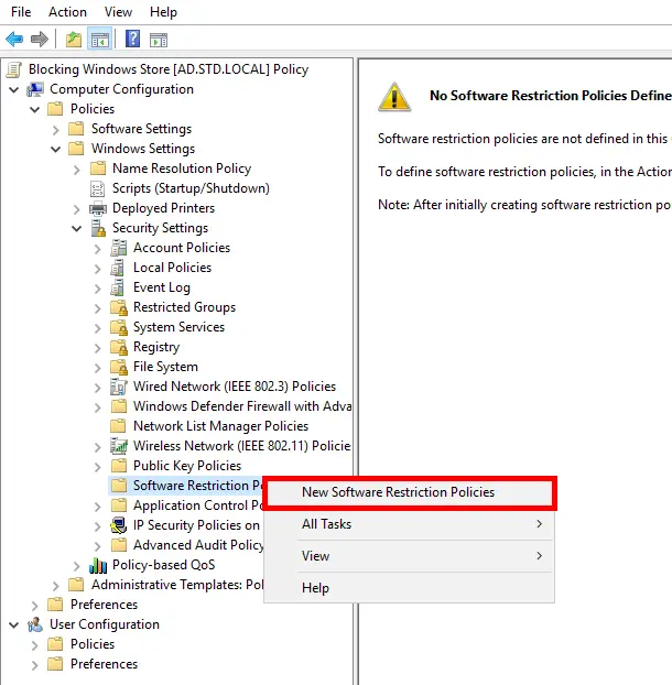 Creating new Software Restriction Policies in GPO