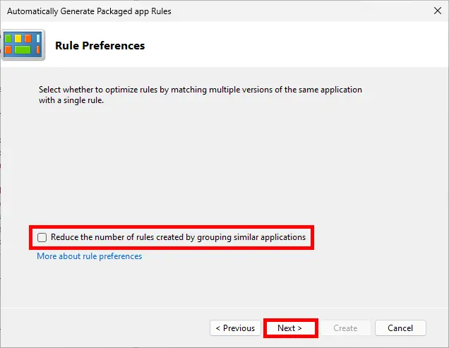 Disabling 'Reduce the number of rules' during AppLocker rule generation