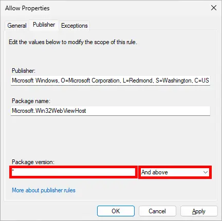 AppLocker rule XML modified to accept any version using wildcards