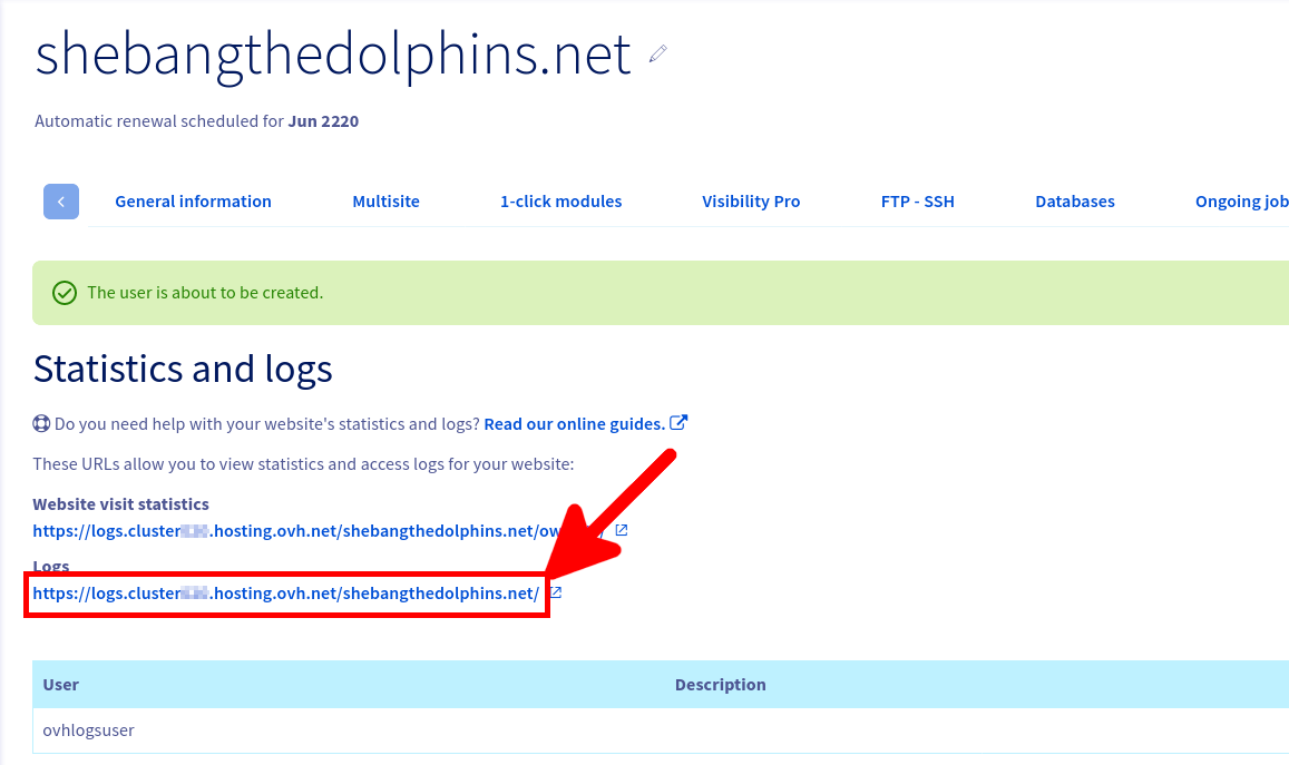 OVH | Create a new user step 3