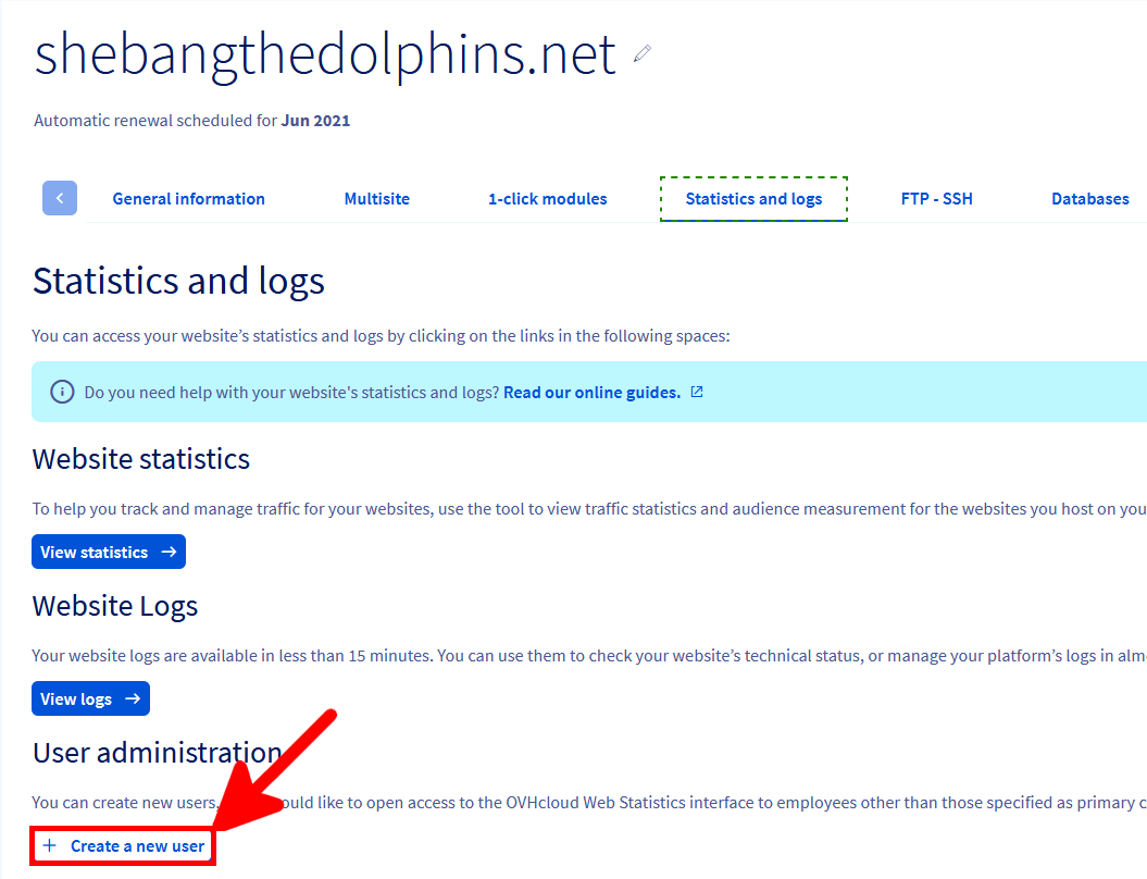 OVH | Create a new user step 1