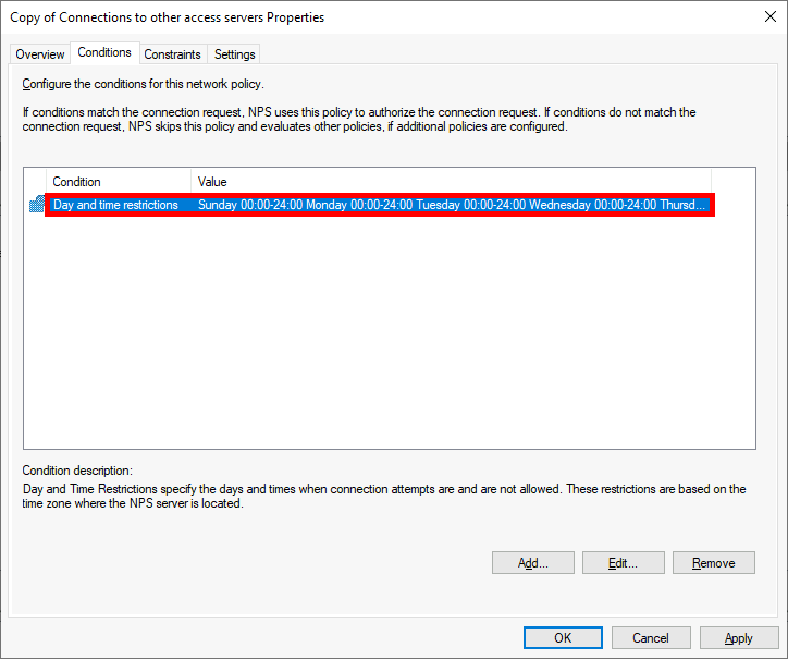 NPS Console | RDG_CAP Conditions